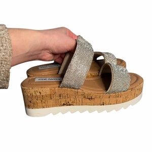 Steve Madden Diffuse Rhinestone Silver Platform Sandals